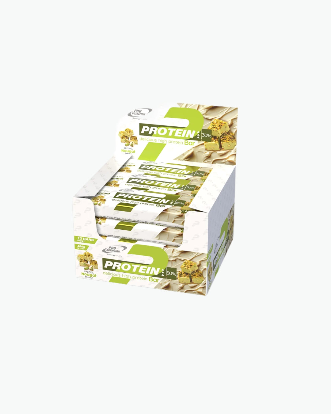 PRO Nutrition Protein Bar 40 g baltyminis batonėliai 12 vnt nuga pistacijos