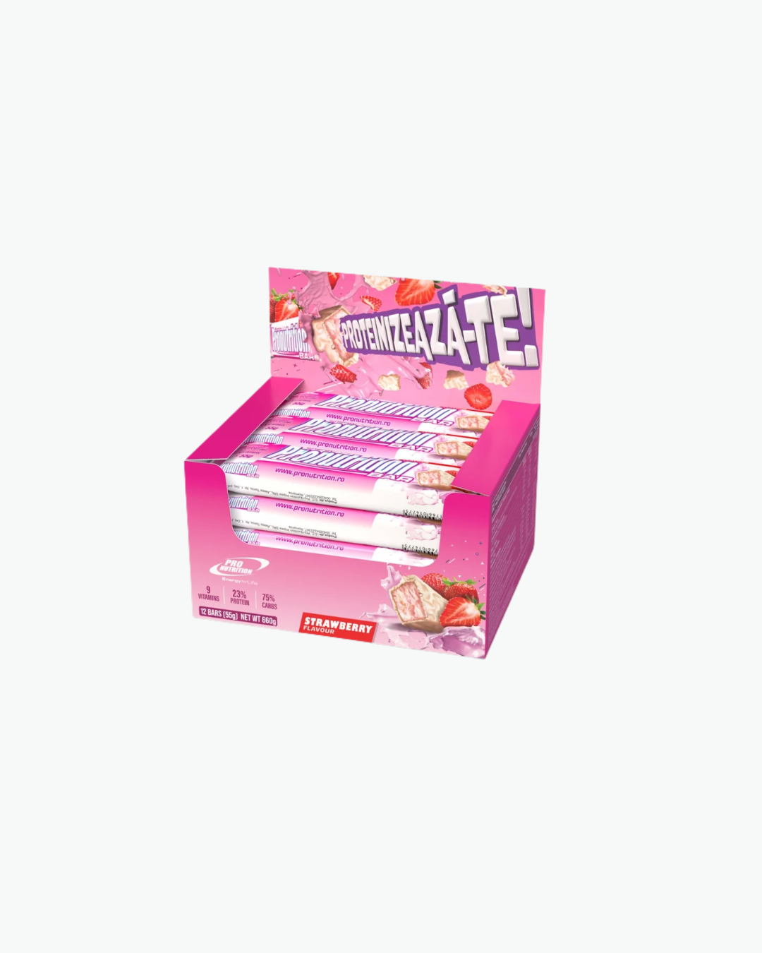 PRO Nutrition Bar baltyminis batonėlis 55 g braškių skonio 55 g x 12 vnt.